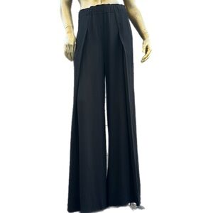 DONNA KARAN BLACK LABEL VISCOSE BLEND WIDE LEG HIGH WAISTED PLEATED SHEER PANTS
